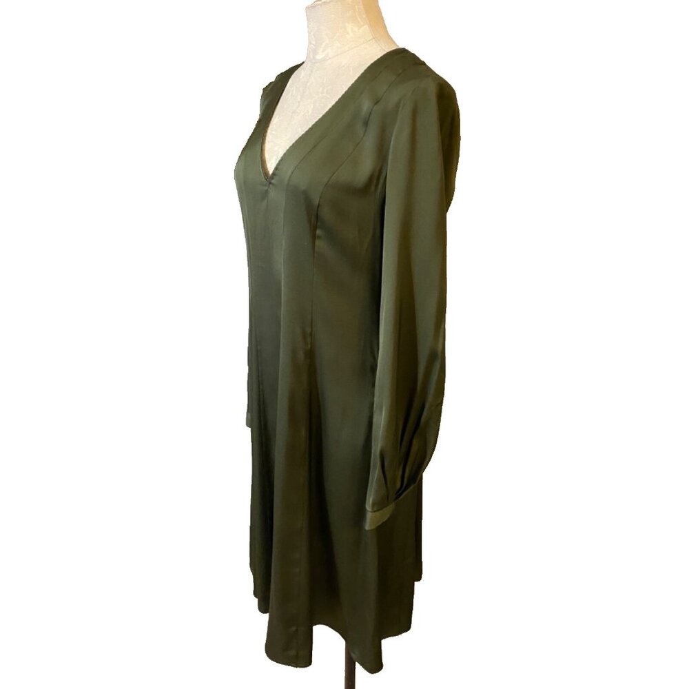 Elie Tahari Dress Green Olive XS Extra Small 0 2 4 Long Sleeve Stretch Silk - Picture 4 of 6